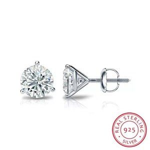 8mm 0.84-2Ct Round Cut Simulated Diamonds Back Screw-in Silver Studs Earrings